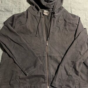 Nike Black Embroidered Swoosh Zip Hoodie